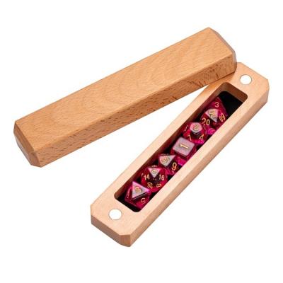 China Die Cut Box Durable Natural Beech Rectangle DND Dice Set Wooden Dice Box With Magnetic Lid for sale