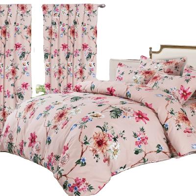 China Good Sale Nondisposable 100% Polyester Bedding Sheets And Curtains Sets for sale