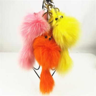 China Eco friendly real rex rabbit fur pom promotional chain key manufacturers in china for sale