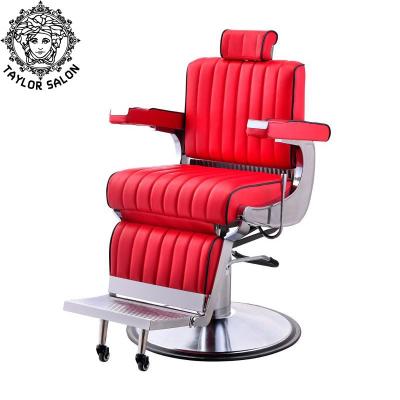 China Modern Salon Hair Equipment Barber Chairs Vintage Salon Furniture Room Chair Heavy Duty Red Barber Shop for sale