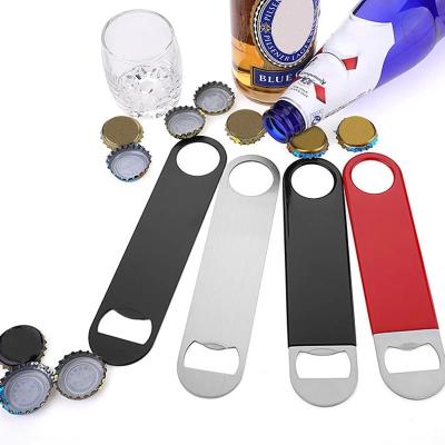 China Wholesale Stocked Empty Metal Stainless Steel Poker Card Bar Blade Beer Bottle Opener for sale