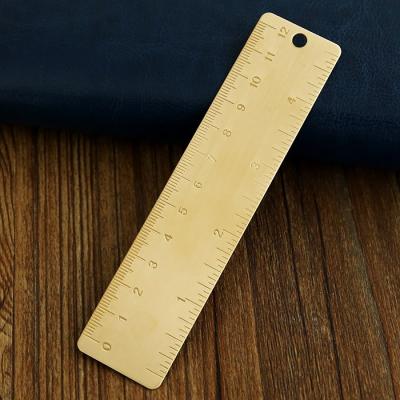 China Benchmark 12cm Portable Metal Retro Gift Stationery Small Student Metal Brass Ruler With Tassel for sale