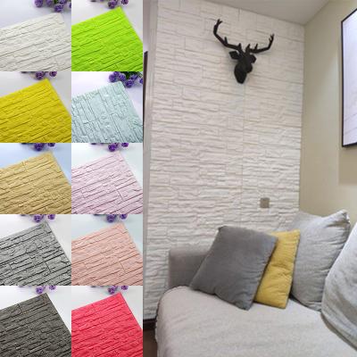 China Modern Wallpaper Self-sticking 3D Three-dimensional Wall Paste Bedroom Warm Decor Background Wall Paper Foam Sticker Brick Waterproof for sale