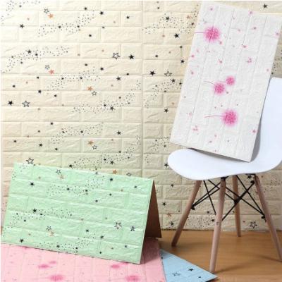 China Waterproof+ECO-Friendly 70x77cm 3D Brick Wallpapers Star Printed XPE Foam Self-Adhesive Waterproof Wall Paper Cute Kid Children Room Decorate Stickers for sale