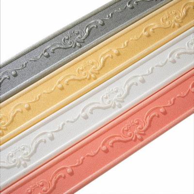 China Waterproof+ECO-Friendly Easy Peel and Stick Wall Border, Self Adhesive 3D Foam Baseboard Wallpaper Decorative DIY Wall Lines for interior design for sale