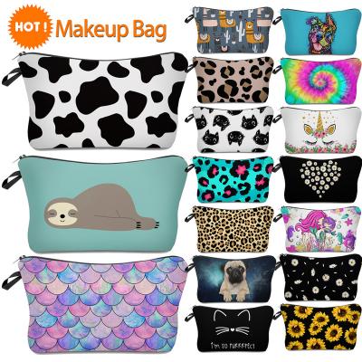 China Durable Women Cosmetic Bag Multiple Pattern Fashion Storage Travel Pouch Portable Casual Toiletry Bags for sale