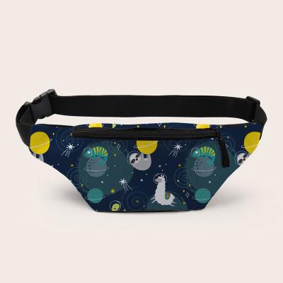 China Waterproof Clear Waist Bag 3D Printing Polyester Space Sloth Llama Fanny Pack With Adjustable Belt Chest Bag Bum Bag Gift for sale