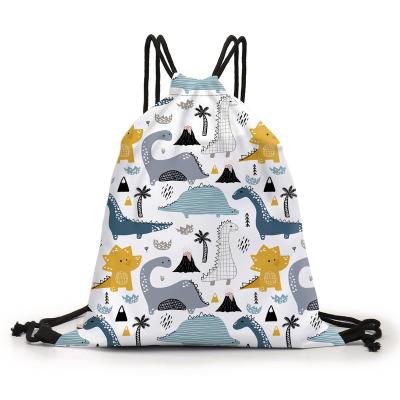 China Wholesale Waterproof Drawstring Bag Cute Dinosaur Printed Fashion Backpack Men Travel Shoulder Bag for sale