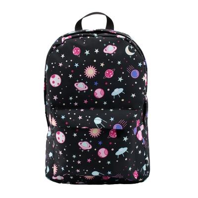 China Wholesale Waterproof Custom 3D Digital Print Black Backpack Polyester Fashion Starry Designed School Bags for sale