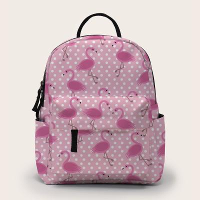 China Hot-selling Flamingo Design Waterproof Small Backpack With Zipper Travel Storage Organize Backpack for sale