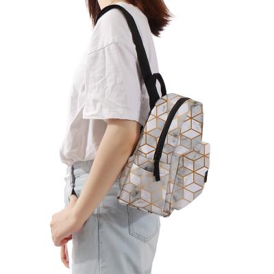 China Classic Waterproof Hot Selling Small School Bag Marble Pattern Print And Check Pattern Backpack for sale