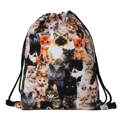 China Wholesale Custom Waterproof Drawstring Bag Waterproof Polyester Printed Kids Drawstring Backpack for sale