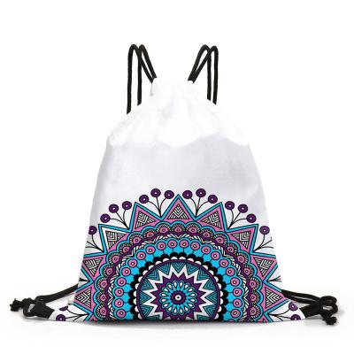 China Waterproof Drawstring Bag Printing Colorful Portable Backpack Women Stylish Mandala Outdoor Bag for sale