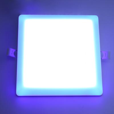 China Embeded 24W+8W surface mount recessed indoor embedded led down light double color 36w led frameless panel light for sale