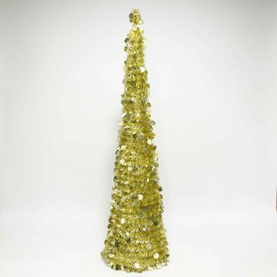 China Beautiful New PVE Golden Christmas Tree Festival Decoration 150cm Artificial Auto Christmas Tree for sale