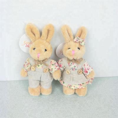 China Children's Hot Sale Couples Mini Rabbit Plush Toy Small Stuffed Senior Chain Rabbit's Gifts For Plush Bouquet for sale