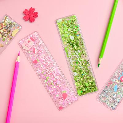 China OEM Ready To Ship Fancy Cute 15cm Glitter Eco-Friendly Waterproof Safety Scale Ruler for sale