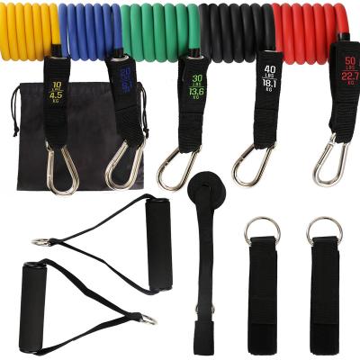 China Wholesale Custom Exercise Muscle NATUDON Logo 11 Pcs Latex Pull Rope Set Latex Resistance Bands Eco Friendly for sale