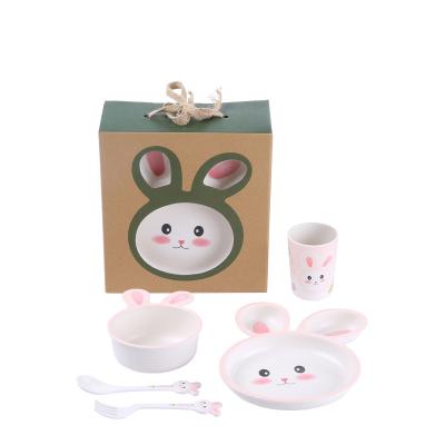 China Best Price Child Kids Baby Eco Friendly Sustainable Bamboo Fiber Feeding Tableware Set for sale