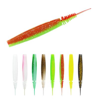 China Customized multi-color Fishing Worm Rope Tube Worm Bait Simulation Lure Carolina Rig Fish Worm for Lake and River TPE21-1 for sale