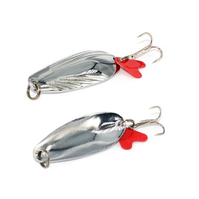 China Artificial Trout Tick Casting Fishing Lure Spinner Slow Building Spoon With Feather Tail S1203 for sale