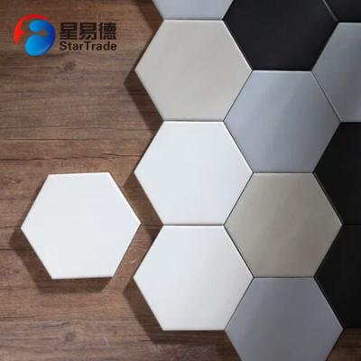 China plain solid color ceramic tile bathroom floor white hexagon tile for sale