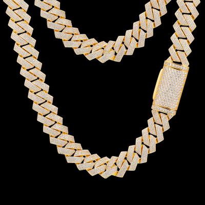 China Wholesale High Quality 18K/Hip Hop Jewelry 20mm Fashion Hip Hop Gold Plated Brass 4 Rows CZ Diamond Iced Out Miami Cuban Link Chain Necklace For Men for sale