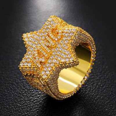 China High Quality/ODM Hip Hop Jewelry Men's Hiphop OEM Gold Plated 925 Sterling Silver D Color VVS Moissanite Diamond King Star Hip Hop Ring for sale