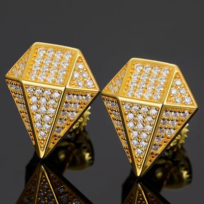 China High Quality Geometric/Hiphop New Design Jewelry Stud Earrings Gold Plated 925 Sterling Silver VVS Moissanite Stud Earrings for sale