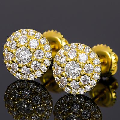 China High Quality Fine/Hiphop New Arrivals Style Hip Hop Jewelry Gold Plated 925 Sterling Silver Moissanite Diamond Stud Earrings For Women Men for sale