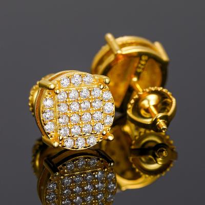 China Mens Womens Jewelry High Quality/Latest Hiphop Fashion Gold Plated 925 Sterling Silver Moissanite Diamond Hip Hop Stud Earrings for sale