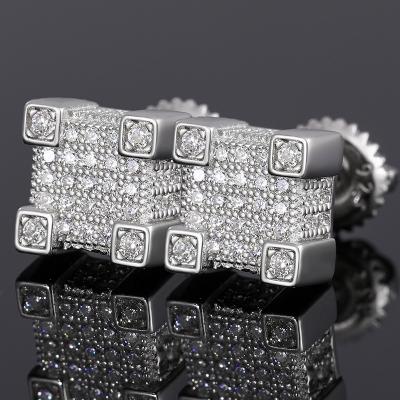 China Fashionable Design High Quality/Hiphop 925 Sterling Silver Men Jewelry Iced Out VVS Moissanite Stud Earrings for sale