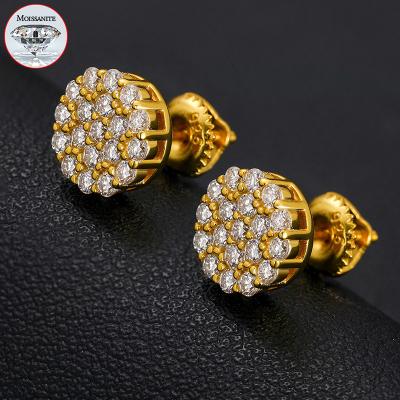 China High Quality Brilliant/Gemstone Hiphop Jewelry Iced Out 925 Sterling Silver Micro Plated VVS Moissanite Earring Stud for sale