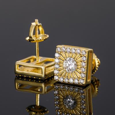 China High Quality/Wholesale Hiphop Jewelry Luxury Men's Hiphop Gold Plated Sterling Silver VVS Moissanite Diamond Stud Earrings for sale