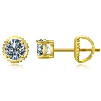 China High Quality/Factory Price Hip Hop Jewelry Hip Hop Earrings 18K Gold Plated 925 Sterling Silver Moissanite Diamond Stud Earrings for sale