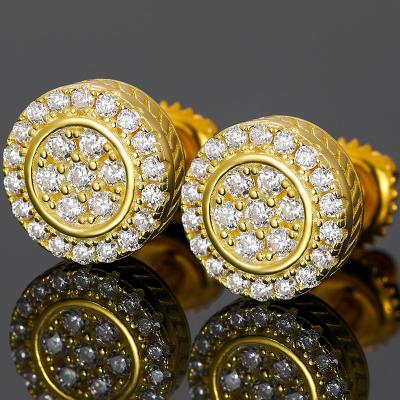 China High Quality/Hiphop Moissanite Diamond Micro Paved Earrings Jewelry 18K Gold Plated 925 Sterling Silver Iced Out Stud Earrings for sale