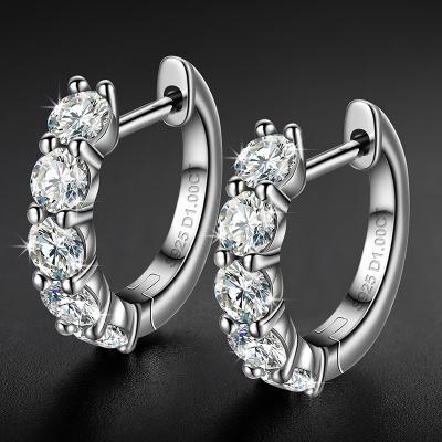 China High Quality Luxury Women/Hiphop Jewelry Style 925 Sterling Silver VVS D Color Moissanite Diamond Huggie Earrings Hoop For Men for sale