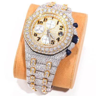 China Full VVS Moissanite Diamond Bling Iced Out Automatic Luxury Custom Wrist Band Stainless Steel Date Mechanical Watch For Men for sale