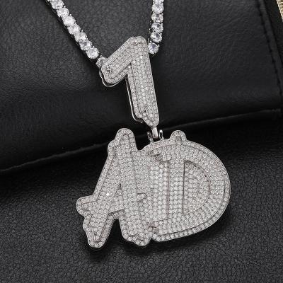 China High Quality/Hiphop Personalize Custom Name Moissanite Pendant Gold Plated 925 Sterling Silver Letter Initial Pendant For Men for sale