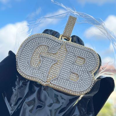 China Custom Made High Quality 925 Sterling Silver VVS High Quality Moissanite/Hiphop Hip Jewelry Iced Out Letter GB Pendant With Chain for sale