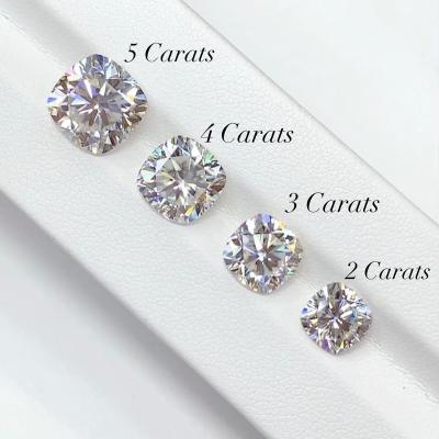 China Fire Color Play or Wholesale Price Per Carat 0.15ct-5ct Cushion Cut DEF White VVS Excellent Loose Moissanite Diamond Jewelery for sale