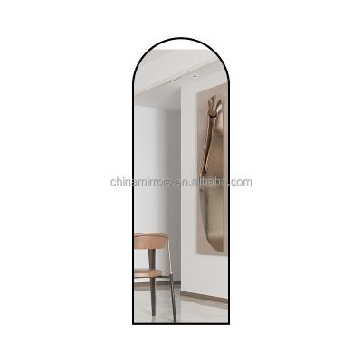 China Contemporary Cladding Black Integral Metal Frame Arched Mirrors Decor Wall for sale