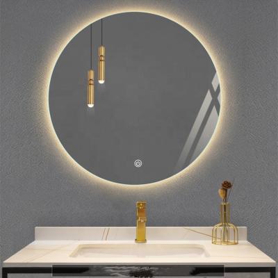 China Lighted Mirror With Light Waterproof Frameless Round Shape Illuminated Led Touch Screen Bathroom Mirror With Light for sale