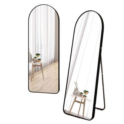 China Wholesale Minimalist Aluminum Floor Standing Mirror Large Arch View Gold Mirror for sale