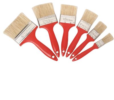 China Cheapest Sale Red Hot Plastic Handle Natural Bristle Paint Brush for sale