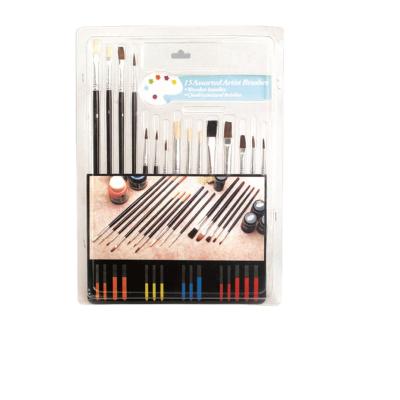 China Professional Artist Kits Nylon Paint Hair Brushes Acrylic Oil Watercolor Paint 15pcs Set Brush for sale