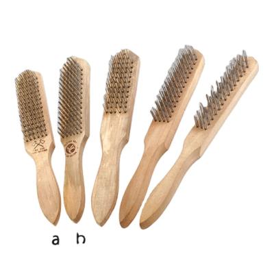 China Cleaning Brushes High Quality Galvanized Stainless Steel Brass Wire Cleaning Brush With Wooden Handle In Brush for sale