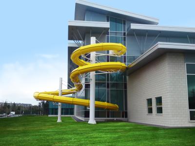 China Yellow Closed Fun Fiberglass Water Slides Tube For Swimming Pool 50m Length for sale