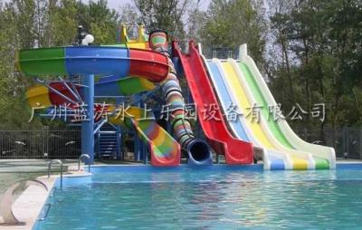 China Children Swimming Pool Water Slide 6 Lines For Water Playground for sale