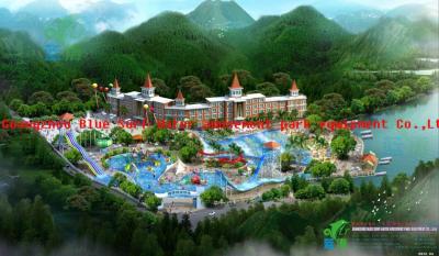 China Wonderland Water Park Project With Boomerang Slide and Surf Wave Pool for sale